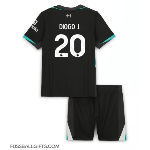 Liverpool Diogo Jota #20 Fußballbekleidung Auswärtstrikot Kinder 2024-25 Kurzarm (+ kurze hosen)